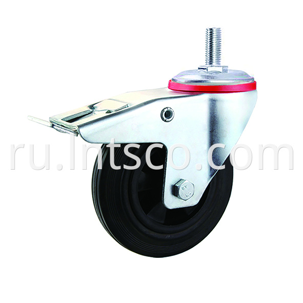 Threaded Stem Brake Industrial Plastic Core Rubber Casters